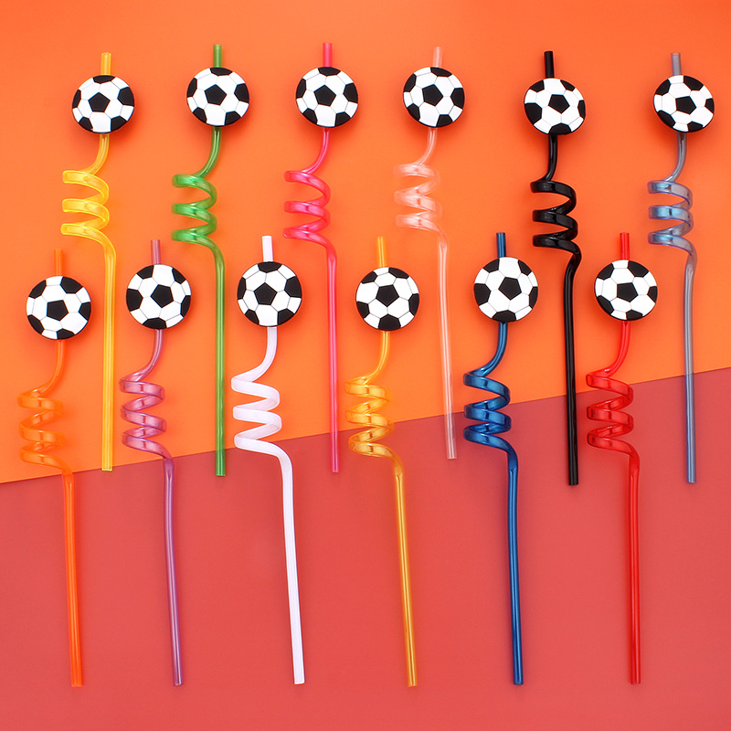Reusable Straw - 12 szt. Słomek z motywem piłki