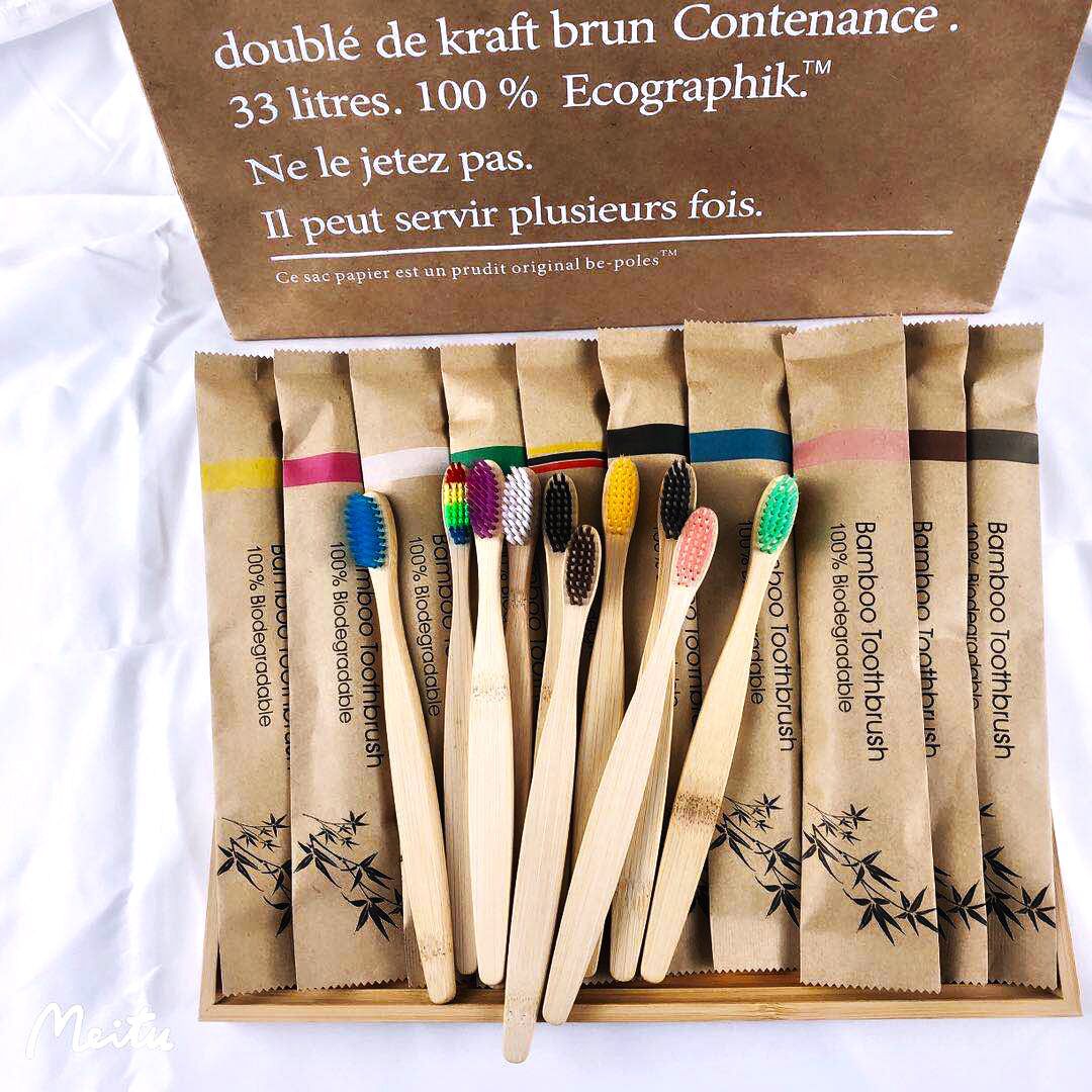 Bamboo Toothbrush - Losowy kolor 5/10 szt. Bambusowa szczoteczka