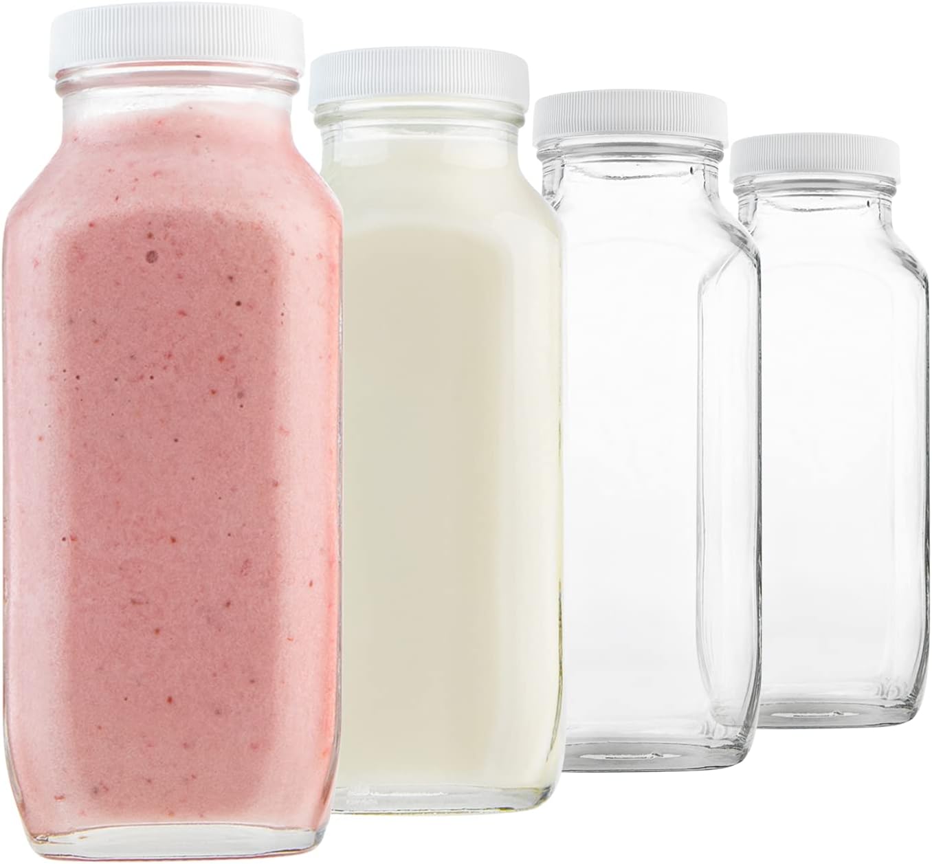 Reusable Bottle - Zestaw 4 sztuk kwadratowych szklanych butelek