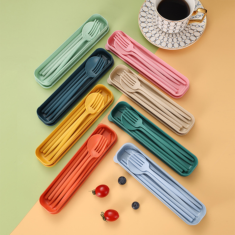 Reusable Straw - 4 szt./zestaw Przenośne sztućce z pudełkiem,