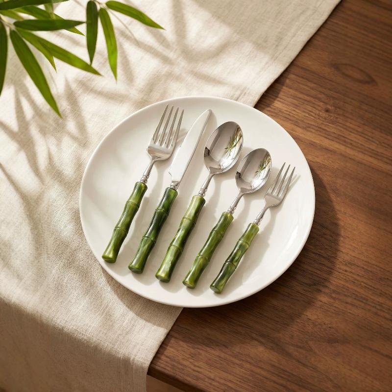 Bamboo Cutlery - Sztućce z bambusową rączką, akrylowe, ze