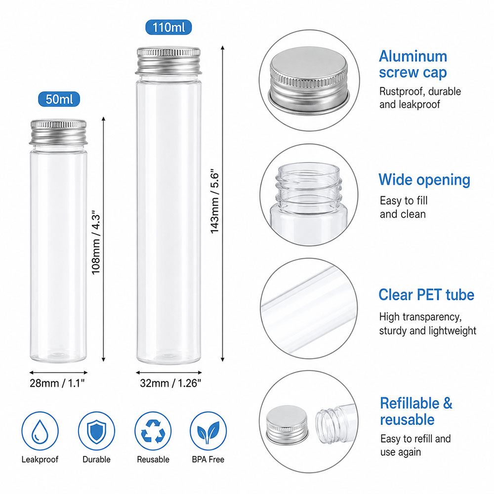 20 szt. 50ml/100ml Przezroczys – Reusable Bottle recenzja i cena